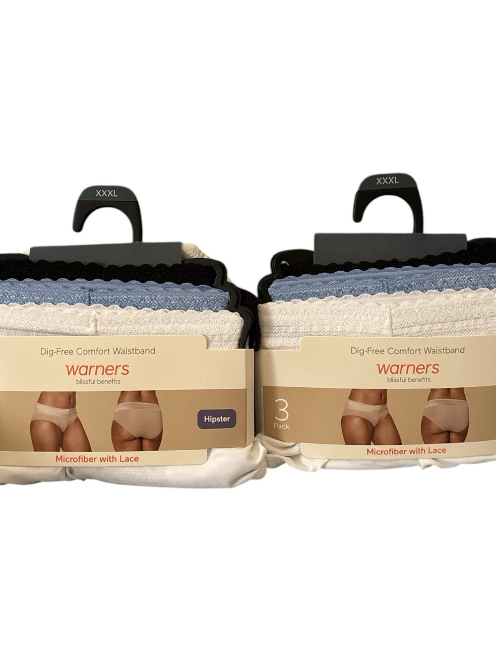 Warner's Women's Hipster Panties Pack - Black, Blue, Cream